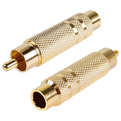 RCA to 1/4 Inch Adapter, Gold Plated RCA Male Plug to 6.35mm 1/4 Inch TS Female Audio Converter for Amplifiers, Speaker and More(2 Pack)