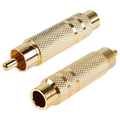 RCA to 1/4 Inch Adapter, Gold Plated RCA Male Plug to 6.35mm 1/4 Inch TS Female Audio Converter for Amplifiers, Speaker and More(2 Pack)