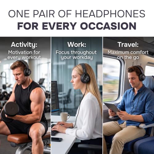 Artix Over Ear Headphones Wired with Mic, Corded Head Phones (3.5mm Jack) - color: Onyx Black