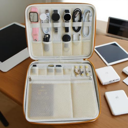 Essential Electronics Travel Organizer Case, Tech Accessories Travel Pouch for Power Bank, Chargers, Tablet, SD card, Cables, Wireless go II mic, DJI Mic, Mouse, Glasses, Watch, Earrings, Documents