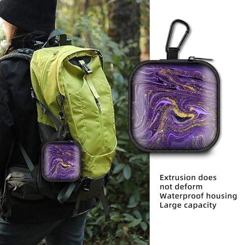 Square Data Cable Earbud Charger Coin Storage Bag Shockproof and Drop-Proof EVA Material Compatible with AirPod(Purple Marble) - color: Purple Marble