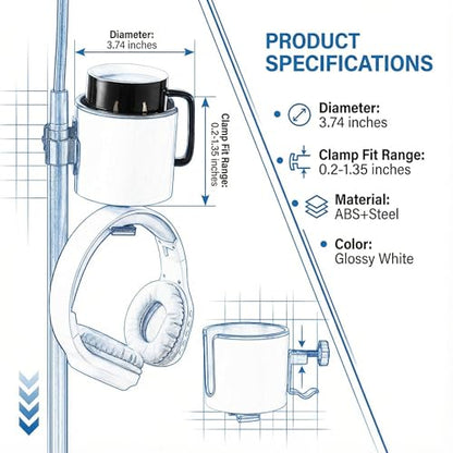 2-in-1 Mic Stand Cup Holder with Headphone Hanger for Studio Musicians