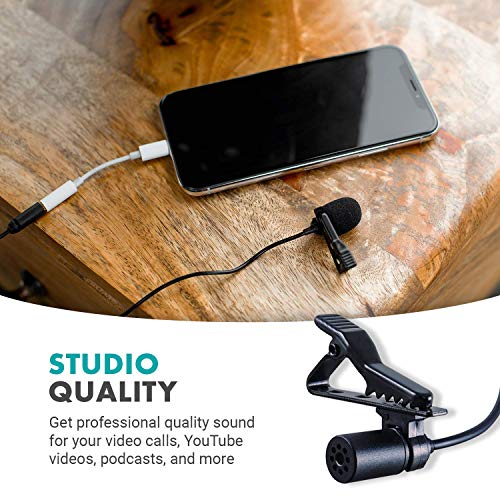 Movo PM10 Lavalier Microphone and Lapel Microphone for iPhone, iPad, Android, and Other Smartphones - Easy Clip on Mic Perfect for Recording a Podcast, Vlog, Interview, YouTube