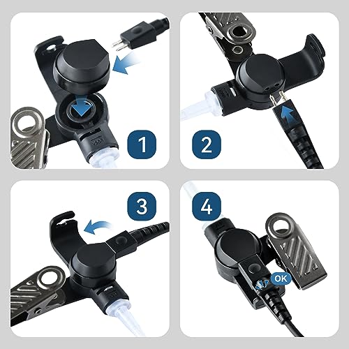 Covert Acoustic Tube Earpiece - for 2 Way Radios,Big MIC and PTT Surveillance Kit Headset,2-pin Plug Output 2-Wire Eartips, Compatible with Kenwood Walkie Talkie