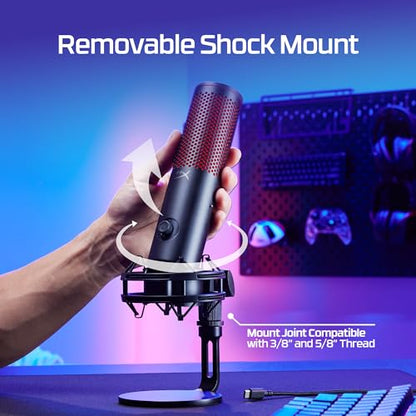 HyperX Quadcast 2 Frost – USB Microphone for Gaming, Streaming and Podcasting, with On-Board Controls, LED Lighting, Removable Shock Mount