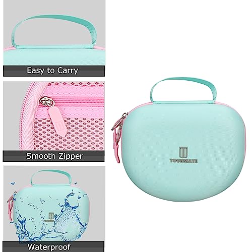 Tourmate Hard Travel Case for Riwbox CT-7 CT-7S / iClever HS01 / FosPower Cat Ear LED Light Kids Wireless Headphones, Protective Carrying Storage Bag (Pink&Green Box for Sale) - color: Pink&Green