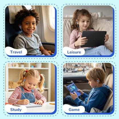 Owliwise USB C Kids Wired Earbuds with Case, mic, 85/94dB Volume Limited - color: Blue