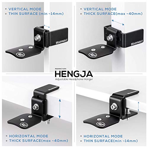 BRAINWAVZ Hengja - The Desk Headphone Stand Hanger Mount, All Metal, Rotatable Mount, PC & Gaming Headset Holder