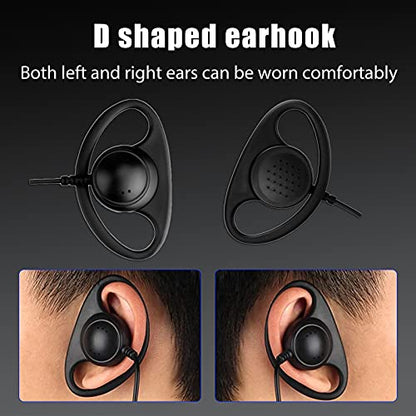 Retevis Walkie Talkie Earpiece with Mic, for RT22/RT68/RT21/H777/RT27 - style: D-Type with Coil Tube