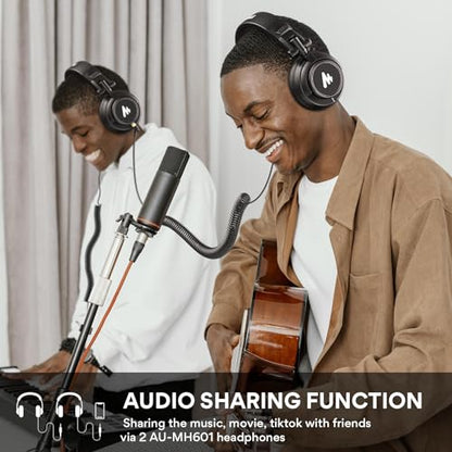 MAONO XLR/USB Gaming Microphone and Studio Monitor Headphones Set, Computer Recording Mic with Mute Button, RGB, Over Ear Wired Headset for YouTube Podcasting Streaming Gaming (PD100X Black+MH601)