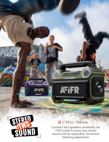 Outdoor Bluetooth Speaker 160W: IP67 Waterproof, 24H, TWS | Rugged portable speaker with deep bass, LED lights, TWS pairing for parties, beach, travel, camping, garage - color: Green