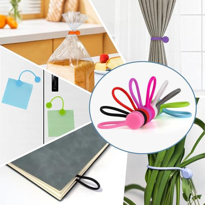 10 Pcs Reusable Magnetic Cable Ties, 4.3 Inch Magnetic Cord Organizer, Silicone Cord Ties with Strong Magnet for Office, School, Home, Book Markers, Fridge Magnets (4.3 Inch) - style: 4.3 Inch