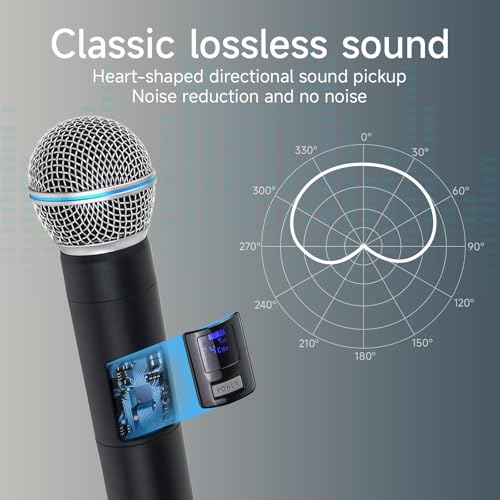 Professional Wireless Microphone for Podcast, Karaoke & Singing – 2.4GHz Portable Dynamic Mic with 150ft Range, 8H Battery,Micrófono Inalámbrico for Streaming & Live Performance