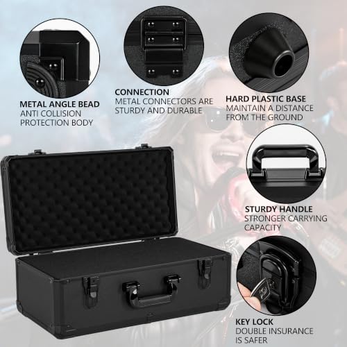 20 Inch Carrying Case with Customizable Pre-Diced Foam | Aluminum Case, Aluminum Alloy Sturdy Build, Storage Case for Microphone, Equipment, Camera, Tools, Recorder, etc - size: 20.4x10.2x7.9 Inch