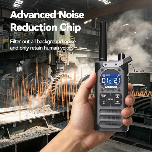SAMCOM Commercial Walkie Talkies Long Range IP67 Waterproof Rugged Radio | AI Noise Reduction NOAA Weather FM Radio SOS Flashlight Group Repeater Capable Floats 2 Packs for Security School Church