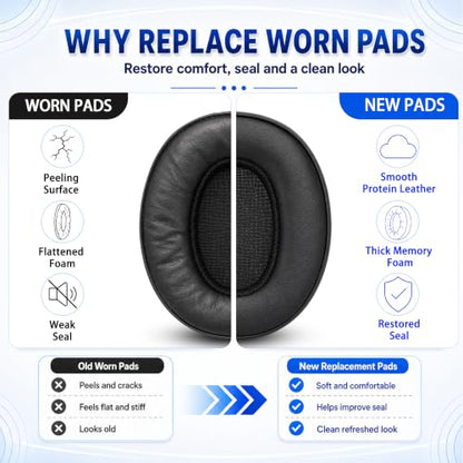 Replacement Ear Pads for Skullcandy Crusher Wireless ANC/Evo/540, Hesh3/ANC/Evo, Venue ANC Over-Ear Headphones, Protein Leather Cushions with Memory Foam，White