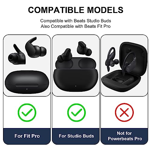 Aiivioll Eartips with Cleaning Kit for Beats Fit Pro/Studio Buds, S/M/L 3 Pairs Soft Silicone Earbuds Tips, Replacement Ear Tips Compatible with Beats Fit Pro/Studio Buds, Black - color: Black+Cleaning Pen