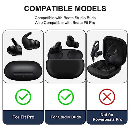 Aiivioll Eartips with Cleaning Kit for Beats Fit Pro/Studio Buds, S/M/L 3 Pairs Soft Silicone Earbuds Tips, Replacement Ear Tips Compatible with Beats Fit Pro/Studio Buds, Black - color: Black+Cleaning Pen
