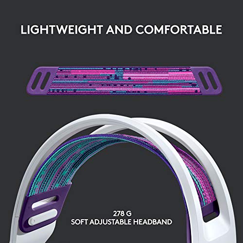 Logitech G733 Lightspeed Wireless Gaming Headset with Suspension Headband, LIGHTSYNC RGB, Blue VO!CE mic Technology and PRO-G Audio Drivers - White (Renewed) - color: White
