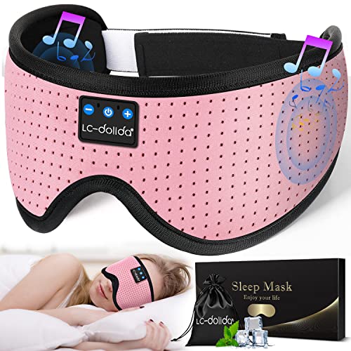 Sleep Mask with Bluetooth Headphones,LC-dolida Sleep Headphones Bluetooth Sleep Mask 3D Sleeping Headphones for Side Sleepers Best Gift and Travel Essential (Classical Pink) - color: Classical Pink