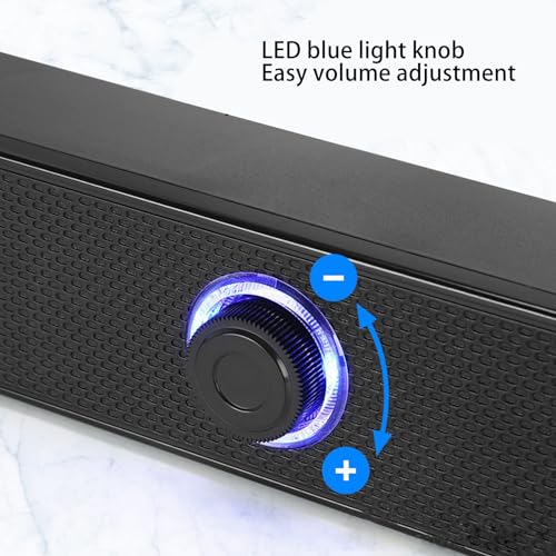 Computer Speakers, Gaming PC Sound Bar with HiFi Stereo Sound, AUX Mode, Adjustable Volume, External Speaker for PC Laptop