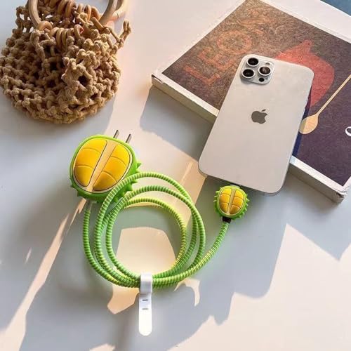 ZOSTLAND 5 in 1 DIY 18W 20W Heart Shape Protector Data Cable USB Charger Line Earphone Wire Saver Organizer Compatible with iPhone 11 12 13 14 15 Pro Max - color: Durian