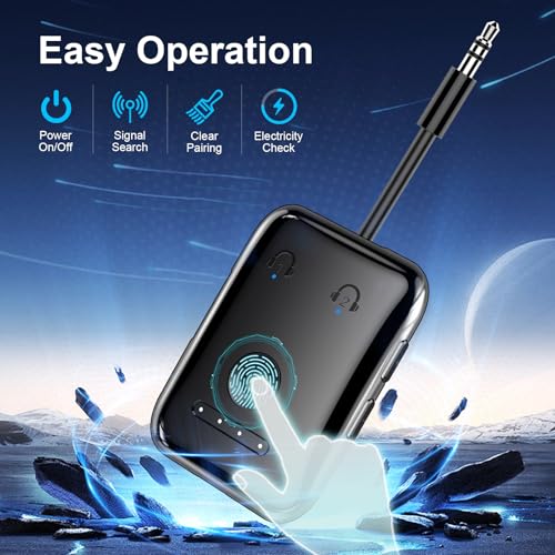 Premium Bluetooth 5.4 Airplane Audio Adapter, 30Hrs Playtime, aptX Adaptive & HD Audio Transmitter for AirPods/Bose, Supports 2 Headphones for Travel Flight & TV - color: Black