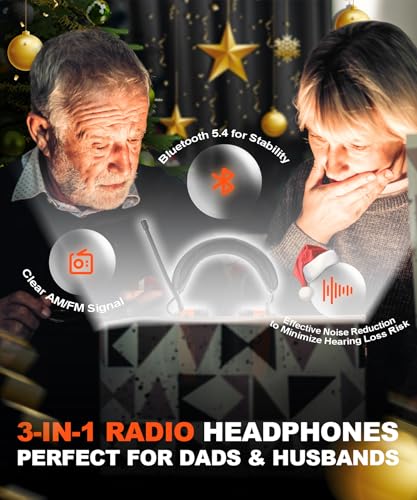 PROHEAR 033 2.0 Upgraded Bluetooth Hearing Protection AM FM Radio Headphones - 31SNR Noise Reduction Ear Muffs with Long-Lasting Stable Rechargeable Battery - 50 Hrs for Mowing Snowblowing - Orange - color: Af/Fm+bluetooth-orange