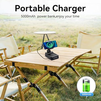 Birthday Gifts for Women Men, Foldable Adjustable Phone Stand with Bluetooth Speaker & 5000mAh Charger, HD Stereo Surround Sound Anti-Slip Holder for Home Office 1 Pack (Black) - size: L38