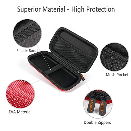 Red External Hard Drive Case, Shockproof EVA Travel Bag | Fits WD My Passport, Seagate, Toshiba, 1TB 2TB 4TB, Power Bank, Portable Electronic Organizer - color: Red