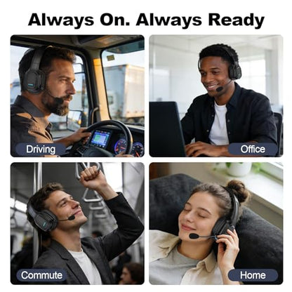 Bluetooth Headset for Truck Drivers, Single Ear Wireless Headset with Mic and USB Dongle, AI Noise Canceling Microphone, Mute Button, 45H Talk Time for Office Calls, Call Center, Phone and PC