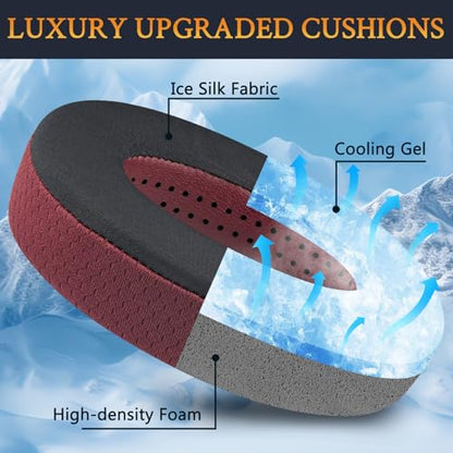 SOULWIT Cooling-Gel Earpads Cushions Replacement for Sennheiser HD650, HD660 S, HD660S2, HD600, HD6XX, HD58X, HD580, HD565, HD545, HD535 Headphones, Ear Pads with Ice Silk Fabric - Burgundy - color: Burgundy