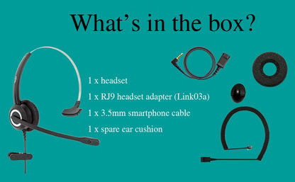 Phone Headset HD Voice Compatible Aastra Allworx AltiGen Digium IPitomy Toshiba Telephones, RJ9 & 3.5 mm Adapter Microphone Noise Cancelling - size: Mono for Avaya Allworx AltiGen Digium
