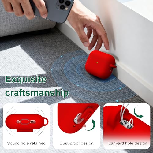 for AirPods 2nd/1st Case Silicone Cover, Red | Compatible with Apple AirPods 2nd/1st (2019/2016) Generation with Keychain & Cleaner Kit, Wireless Charging Compatible - color: Red