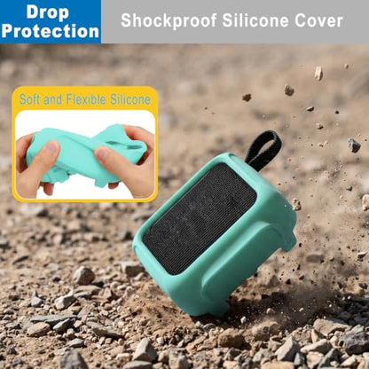 Silicone Case Cover for JBL Go 5 Portable Speaker (Lake Blue) | Travel Carrying Protective Pouch with Attach Straps for Bike Golf Cart Scooter - color: Lake Blue