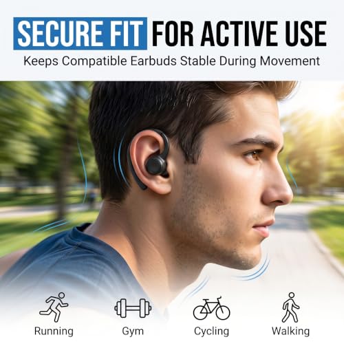 Adjustable Ear Hooks 2 Pairs Compatible with JBL Tune Buds, Clip On Earbud Hooks, Anti-Drop Secure Fit for Running, Gym, Workout, Cycling, Lightweight Earbuds Accessories