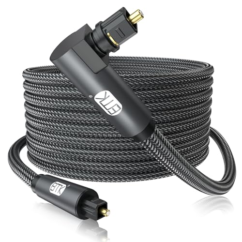 EMK 90 Degree Toslink Optical Cable 360 Degree Free-Rotating Plug Fiber Optic Cable S/PDIF Toslink Male to Male for Home Theater, Sound Bar, TV, PS4, Xbox,Grey (15ft/5m) - color: 90 Degree Design, size: 15ft/5m
