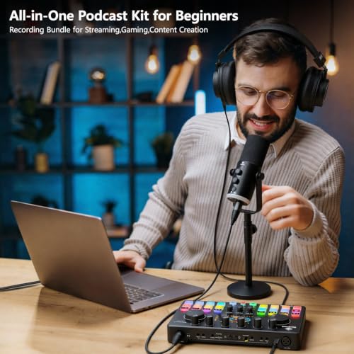 M100 Podcast Equipment Bundle,XLR/USB Dynamic Mic with Audio Interface - color: One dynamic mic bundle