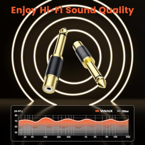 VANAUX 2-Pack RCA to 1/4 Inch Audio Adapter, 6.35mm TS Mono Plug Male to RCA Female Connectors, Gold-Plated - size: 2PCS-black, style: RCA Female to 1/4 Inch Male