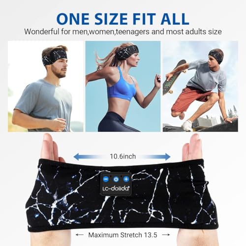 LC-dolida Sleep Headphones Bluetooth 5.4, Headband Headphones Earphones Wireless, Sleep Mask for Gifts,Workout,Jogging,Yoga（Lightning Pattern） - color: Lightning pattern