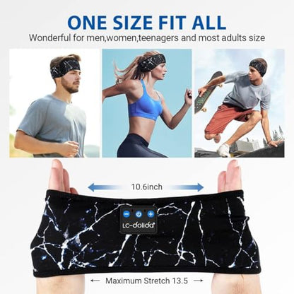 LC-dolida Sleep Headphones Bluetooth 5.4, Headband Headphones Earphones Wireless, Sleep Mask for Gifts,Workout,Jogging,Yoga（Lightning Pattern） - color: Lightning pattern