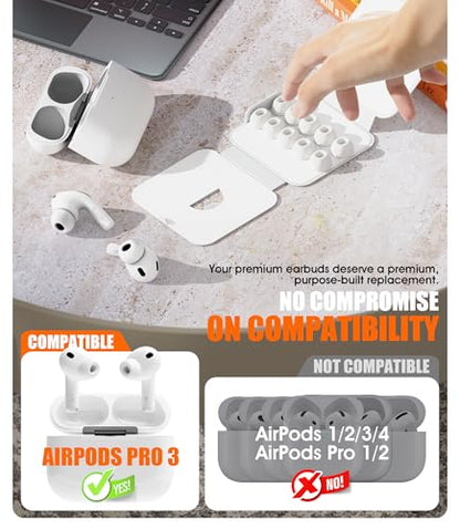 5 Pairs Replacement Ear Tips for AirPods Pro 3 (Medium) | Foam-Infused Hybrid Silicone Eartips for AirPods Pro 3 Ear Tips Accessories with Cleaning Pen & Storage Box - size: M
