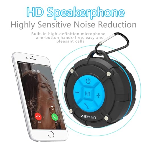 Shower Speaker, IPX7 Waterproof Bluetooth Speaker, Loud HD Sound, Portable Wireless Speaker with Suction Cup & Sturdy Hook, Built-in Mic, for Shower, Pool, Beach, Outdoor(Blue) - color: Blue