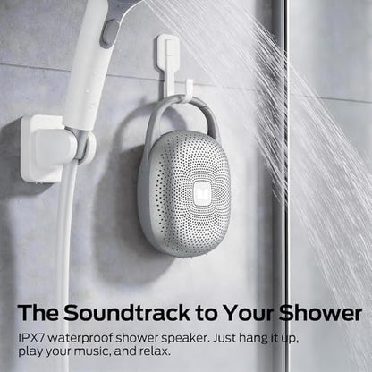 Monster S370 Ultra-Portable Bluetooth Speaker with Integrated Carabiner Clip, IPX7 Waterproof, 29H Playtime, Bluetooth 6.0, TWS Pair Clip-On Speaker for Outdoor, Hiking, Beach, Shower & Travel, Grey