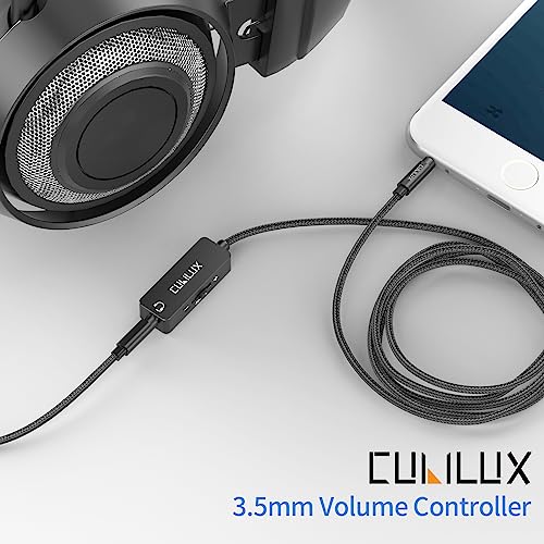 3.5mm TRRS Volume Attenuator Cable, 1/8-inch Headphone Extension Cord with Audio Volume Control, in-Line Volume Controller for Earphones, Speaker, 4 Feet