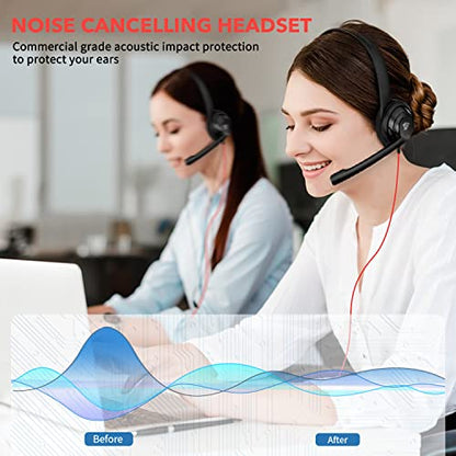 NUBWO USB C Headset with Mic for Laptop, Phone,Headphones with Noise Cancelling Microphone for Computer, On-Ear Wired Office Call Center Headset for Boom SkypeWebinars, in-line Control | Headphones with for Computer, Laptop, Phone, On-Ear Wired Office Cal
