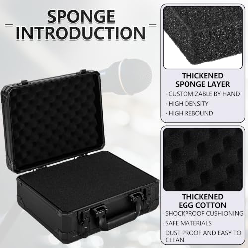 12.6 Inch Carrying Case with Customizable Pre-Diced Foam | Aluminum Case, Aluminum Alloy Sturdy Build, Storage Case for Microphone, Equipment, Camera, Tools, Recorder, etc - size: 12.6x9.8x5.5 Inch