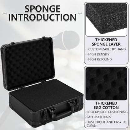 12.6 Inch Carrying Case with Customizable Pre-Diced Foam | Aluminum Case, Aluminum Alloy Sturdy Build, Storage Case for Microphone, Equipment, Camera, Tools, Recorder, etc - size: 12.6x9.8x5.5 Inch