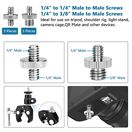 ChromLives Camera Tripod Adapter, 26Pack Camera Screw Mount Set 1/4 Threaded Converter Screws Adapter, 1/4 to 3/8 Hot Shoe Adapter,Tripod Mount Adapter Set for Monopod/Quick Release Plate - size: 26pack camare screw