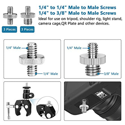 ChromLives Camera Tripod Adapter, 26Pack Camera Screw Mount Set 1/4 Threaded Converter Screws Adapter, 1/4 to 3/8 Hot Shoe Adapter,Tripod Mount Adapter Set for Monopod/Quick Release Plate - size: 26pack camare screw